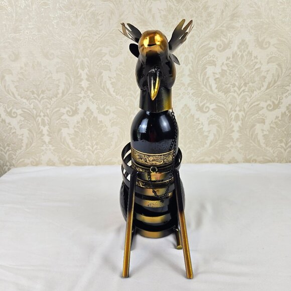 Metal Moose Wine Bottle Holder Steward Butler Free Standing Novelty Gift Humor - Picture 10 of 14